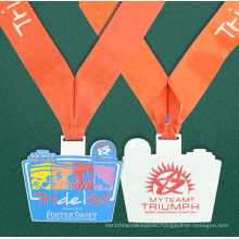 Custom Embossed Miniature Digital Printing Iron Running Cycling Medal With Heat Transfer Ribbon